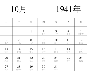 1941年日历